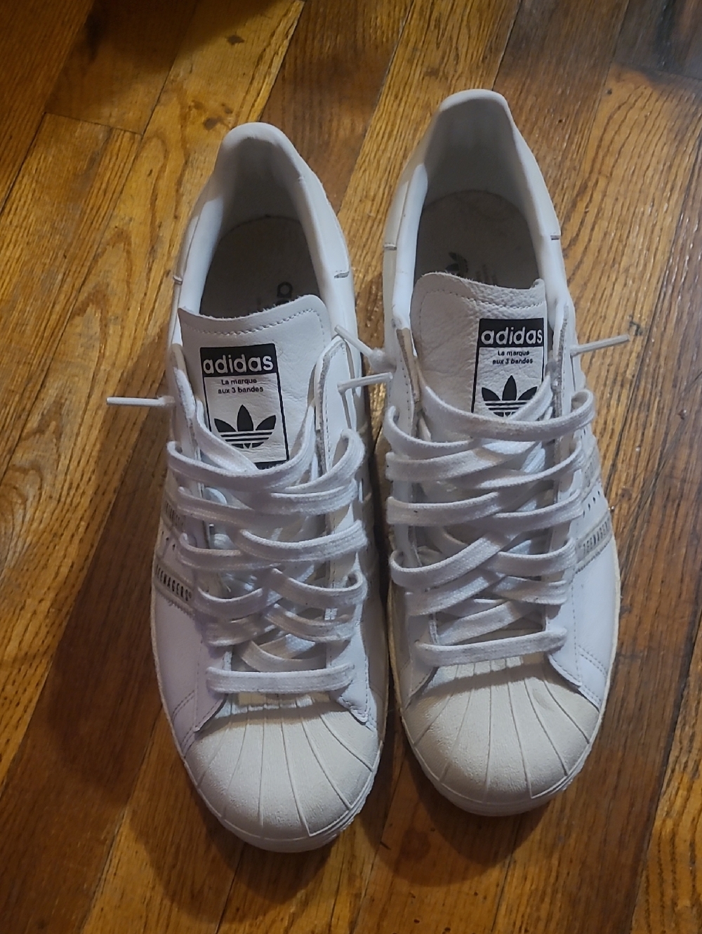 adidas White Low-Top Shell-Toe Sneakers